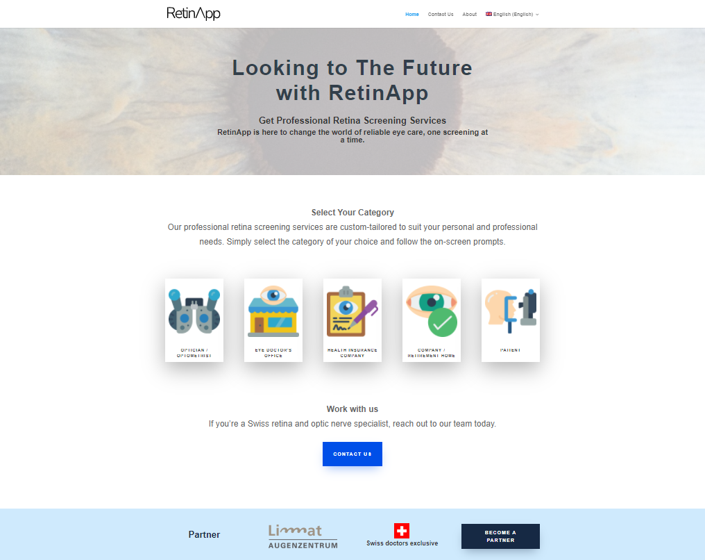 RetinApp Landing Page Vorschau